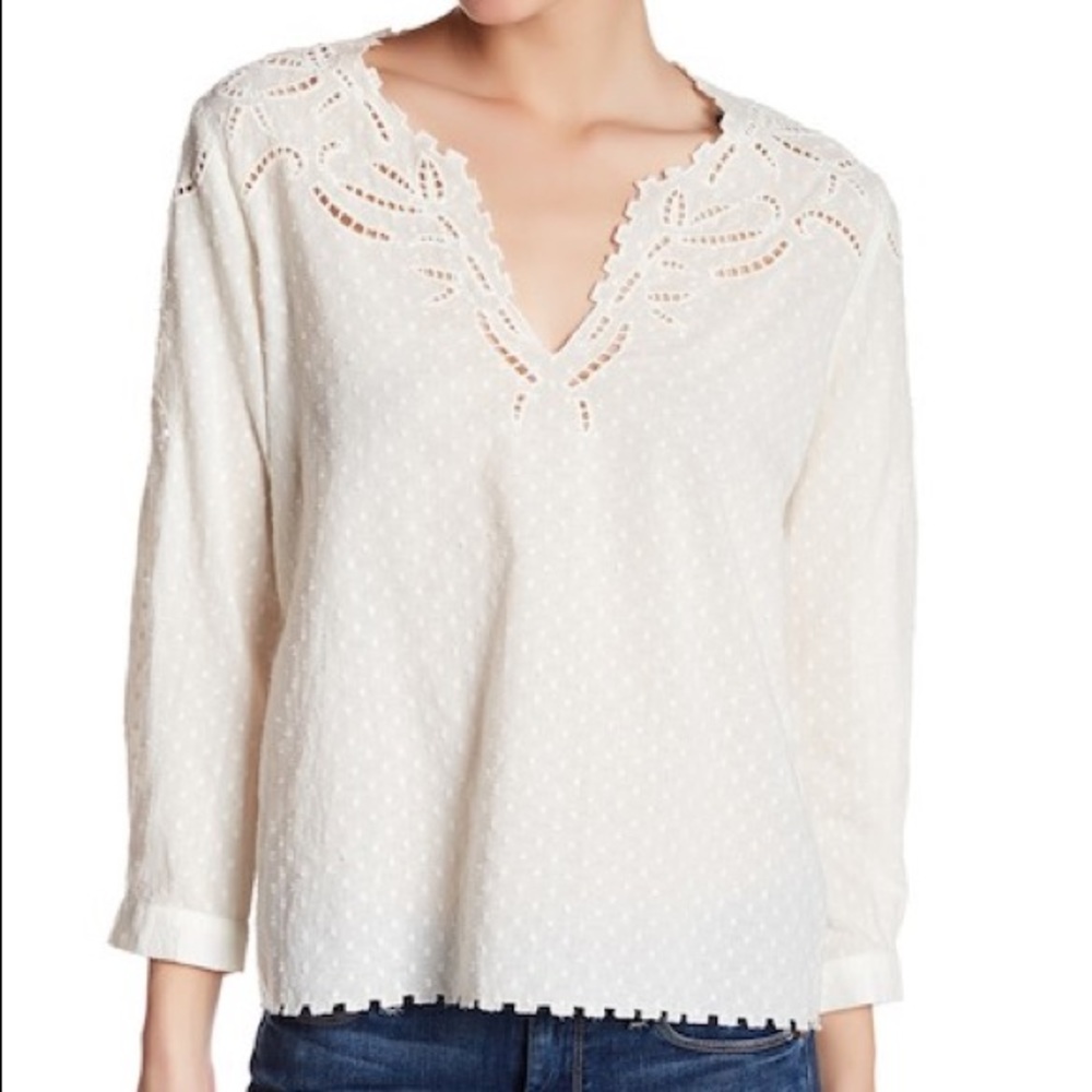 THE KOOPLES Broderie Anglasie Cotton Dobby Shirt